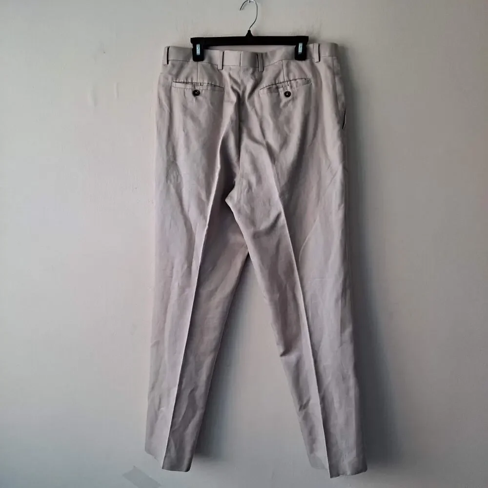 Banana Republic Tailored Linen Blend Trousers Dress Pants Khaki Mens Size 36x32